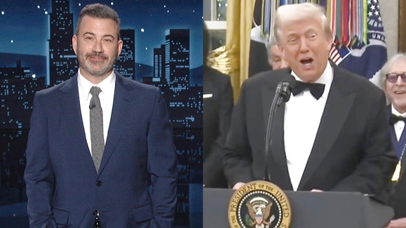 Trump Attacks 'Horrible' Jimmy Kimmel, Gets Embarrassing Fake Award and Jimmy Announces Show Renewal