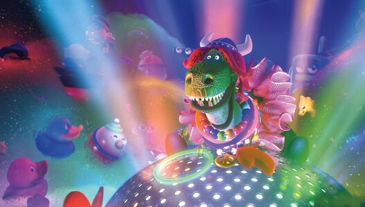 Toy Story Toons features a bubble bath bash with "Partysaurus Rex!"