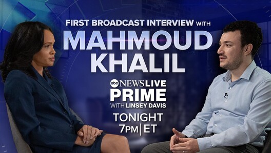ABC News Live "Prime" anchor Linsey Davis has the first broadcast interview with Mahmoud Khalil TONIGHT