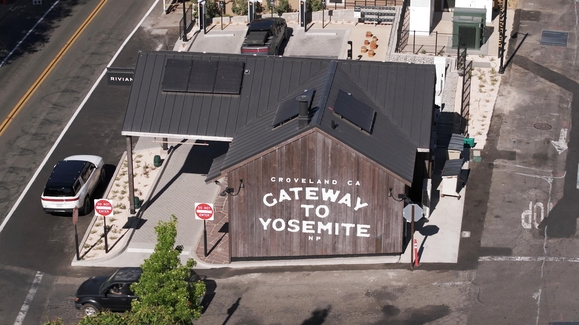 EV maker Rivian unveils first of its kind charging outpost near Yosemite
