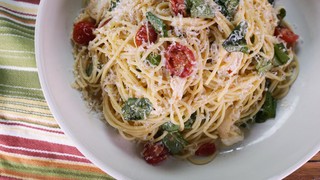 Spaghetti With Fresh Tomatoes, Mozzarella And Basil Recipe | The Chew ...