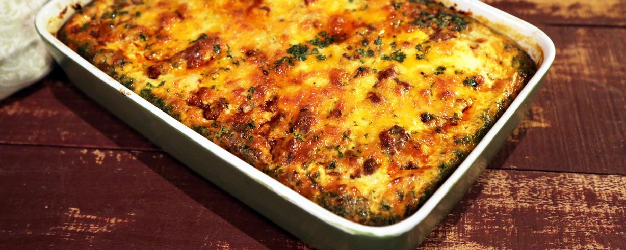 chili relleno casserole with fresh poblanos