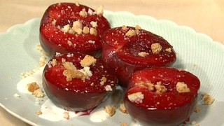 Sugared Plums with Creme Fraiche and Amaretti Cookies Recipe | The Chew ...