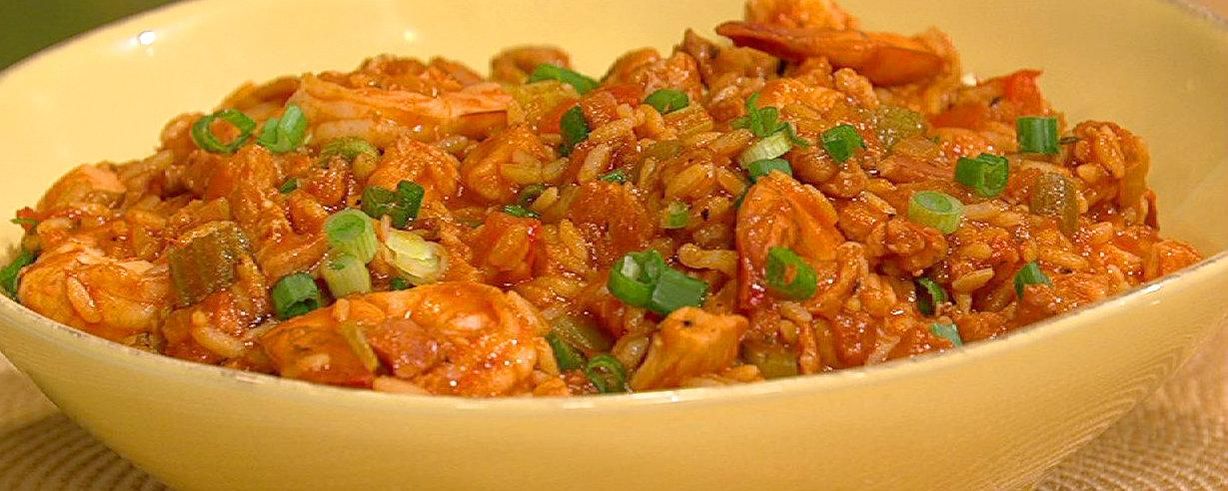 John Beshs Shrimp Chicken And Andouille Jambalaya Recipe The Chew