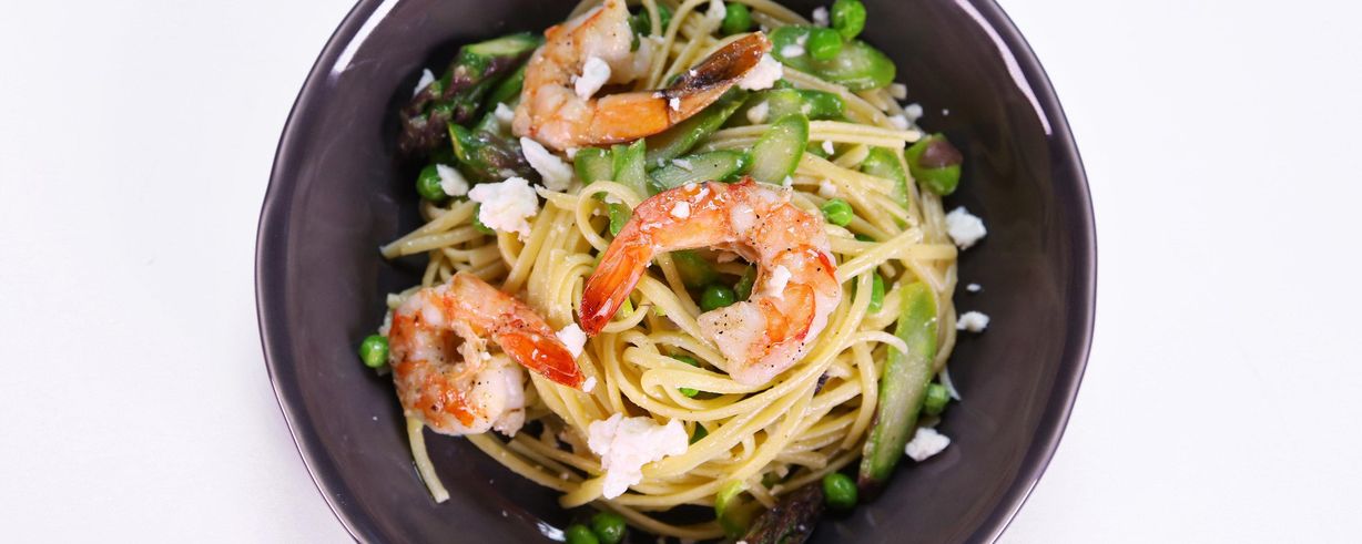 Michael Symon's Shrimp and Spring Vegetable Pasta Recipe | The Chew