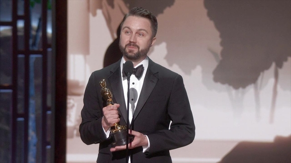 ONE BATTLE AFTER ANOTHER Accepts the Oscar for Film Editing