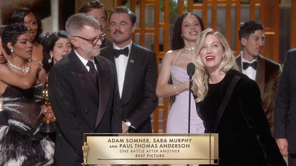 ONE BATTLE AFTER ANOTHER Accepts the Oscar for Best Picture